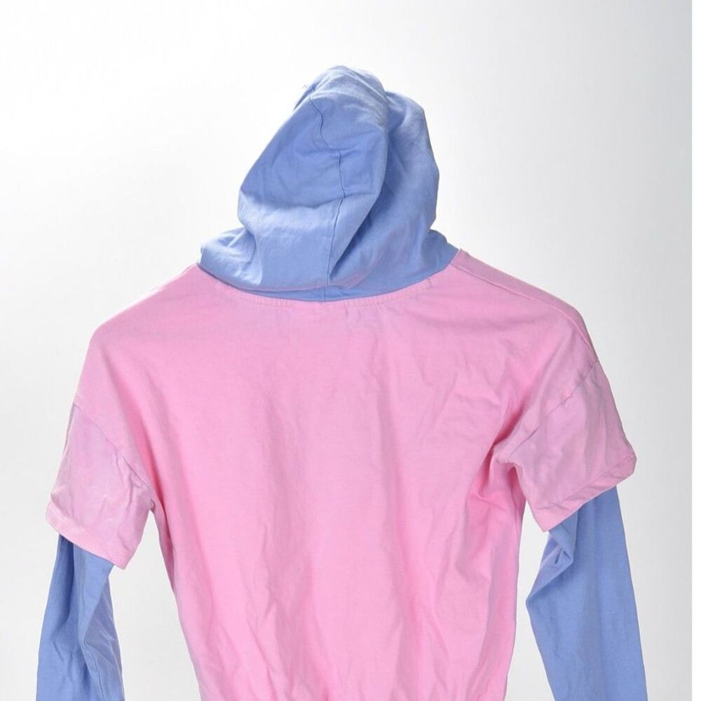 Fila Kawaii Hooded Faux Layered Hooded Pink / Lavender Knit Shirt Size M - Picture 3 of 3